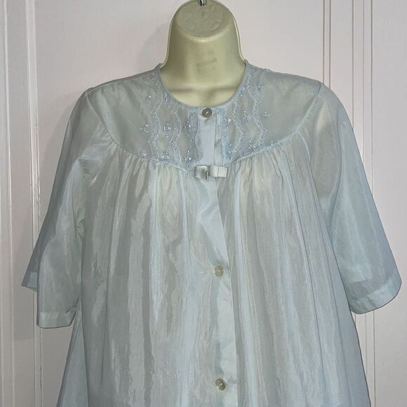 Vtg 60s Shadowline  light green cotton/polyester thin(almost sheer) gown & robe - Picture 2 of 11
